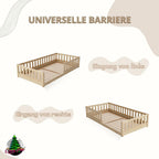 Crazy Pine Montessori Bodenbett Kinderbett Holz mit Schublade Rausfallschutz Skandinavisches Design