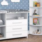 Vicco Oskar Kinderzimmer Set mit Wickelkommode & Spielzeugregal – Umbaubare Babyzimmer Möbel Weiß