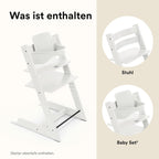 Stokke Tripp Trapp Hochstuhl White mit Baby Set2, Buchenholz, verstellbar 57x46x83 cm