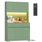 FirFurd Küchenschrank Buffetschrank Weiß 180x100x38,5 cm mit LED, Steckdose, Arbeitsplatte, Sideboard mit Türen & Schubladen