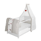 roba Babybett Set 70x140 mit Matratze, Bettwäsche & Himmel, Umbaubar zum Juniorbett