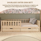 Crazy Pine Montessori Bodenbett Kinderbett Holz mit Schublade Rausfallschutz Skandinavisches Design