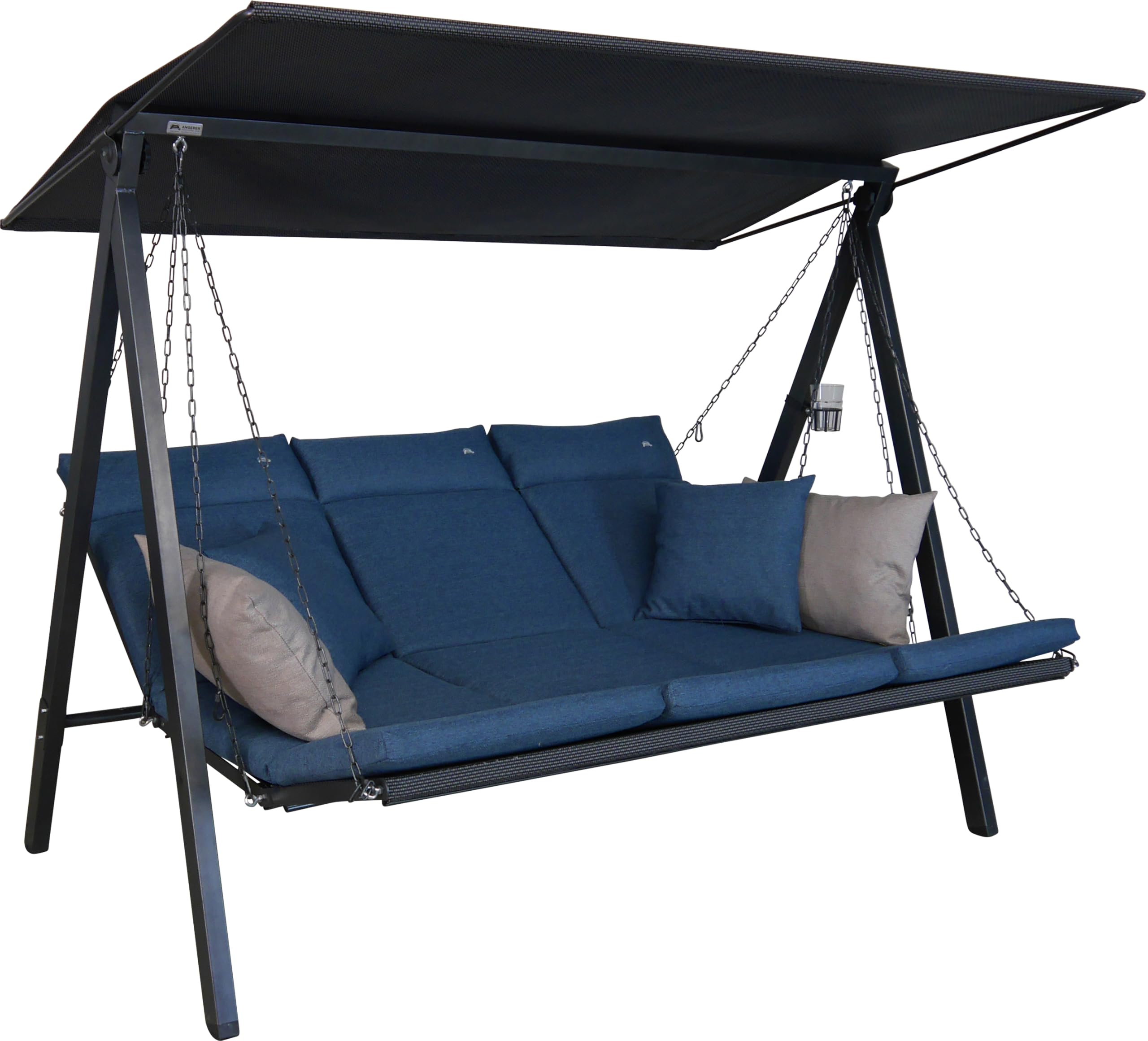 ANGERER Hollywoodschaukel Lounge Smart 3-Sitzer mit Bettfunktion & Sonnendach Gartenliege Schaukel Made in Germany