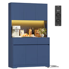 FirFurd Küchenschrank Buffetschrank Weiß 180x100x38,5 cm mit LED, Steckdose, Arbeitsplatte, Sideboard mit Türen & Schubladen