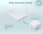 Baby Delux Babybett 60x120 Weiß mit Matratze & Schublade, Umbaubar zum Juniorbett, Kinderbett aus Kiefernholz