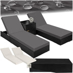 tectake 2er Gartenliege Set mit Tisch - Aluminium & Polyrattan Sonnenliegen, 5-fach Verstellbar, Schutzhülle inklusive