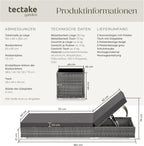 tectake 2er Gartenliege Set mit Tisch - Aluminium & Polyrattan Sonnenliegen, 5-fach Verstellbar, Schutzhülle inklusive