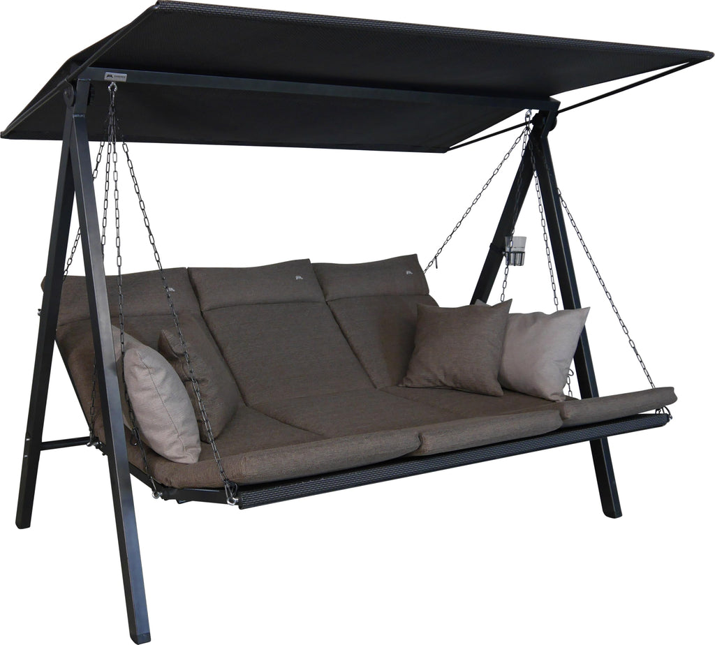 ANGERER Hollywoodschaukel Lounge Smart 3-Sitzer mit Bettfunktion & Sonnendach Gartenliege Schaukel Made in Germany