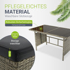 Juskys Polyrattan Gartenlounge Grau – Sitzgruppe mit Ecksofa, Tisch, Hocker, wetterfest, Outdoor Möbel Set
