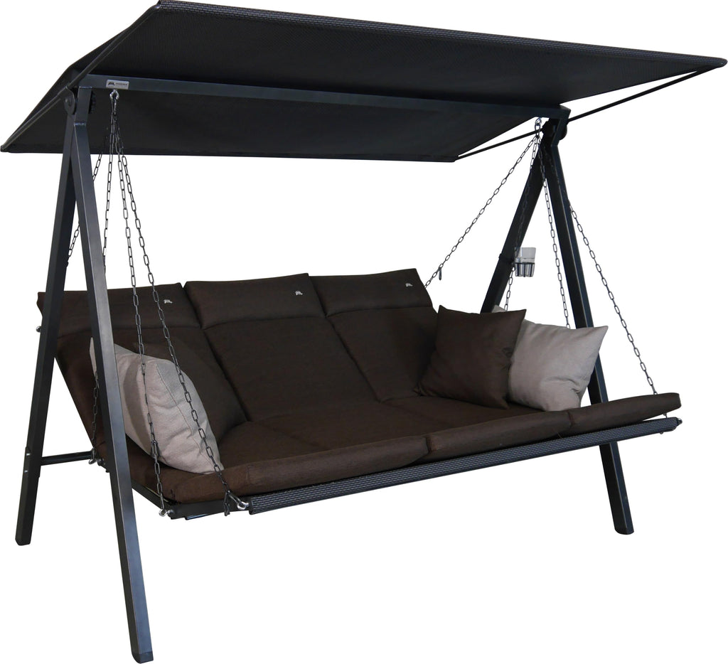 ANGERER Hollywoodschaukel Lounge Smart 3-Sitzer mit Bettfunktion & Sonnendach Gartenliege Schaukel Made in Germany