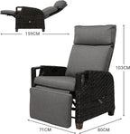 Grand patio Relaxliege Rattan Sonnenliege mit Verstellbarer Rückenlehne & Sitzkissen, Outdoor Liegesessel Braun/Dunkelgrau