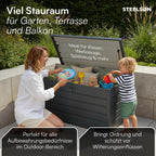 STEELSØN Gartenbox Dorado Metall Anthrazit wasserdicht abschließbar Auflagenbox mit Deckel Outdoor Aufbewahrungsbox