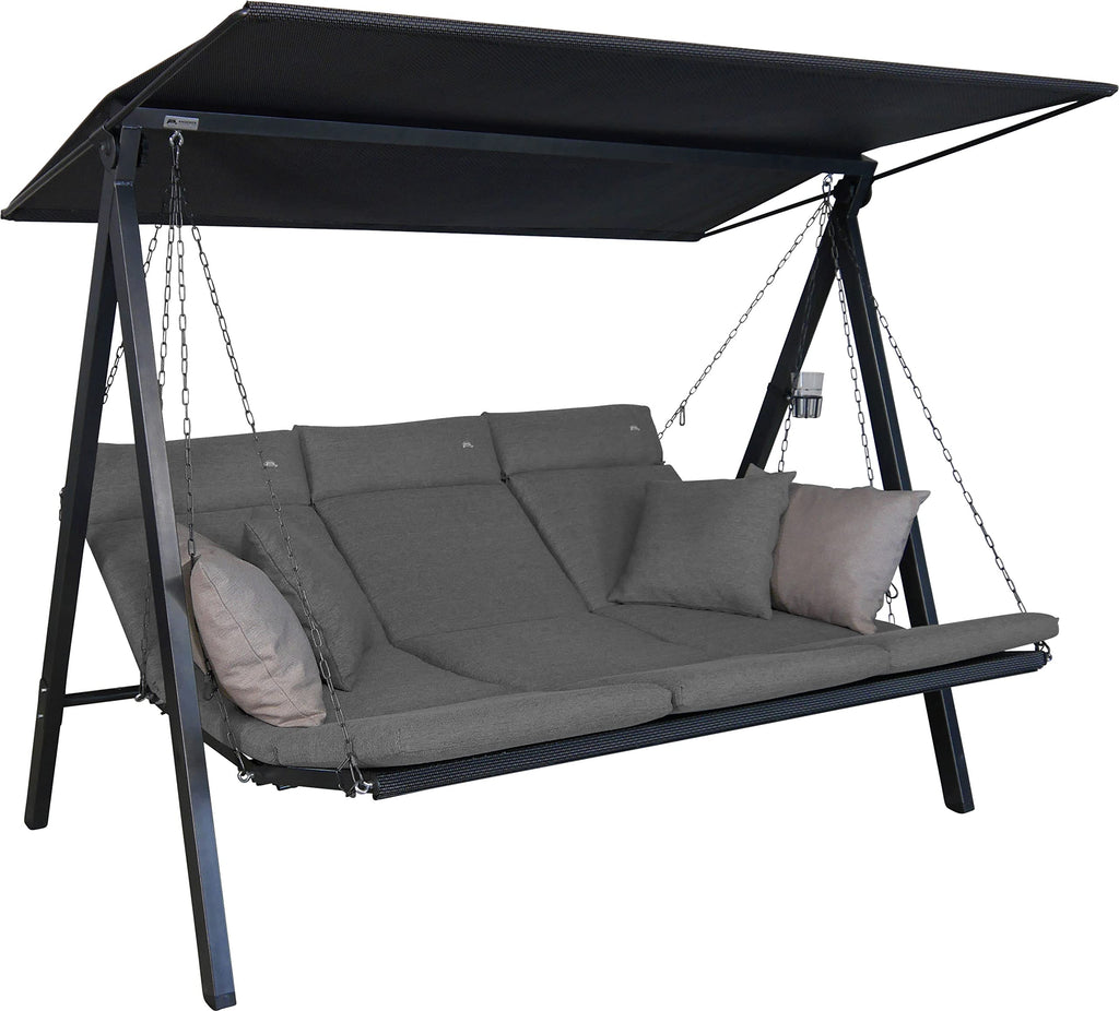 ANGERER Hollywoodschaukel Lounge Smart 3-Sitzer mit Bettfunktion & Sonnendach Gartenliege Schaukel Made in Germany