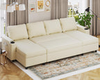 Devoko Ecksofa mit Schlaffunktion L-Form Schlafsofa mit Bettkasten Velours 3-Sitzer