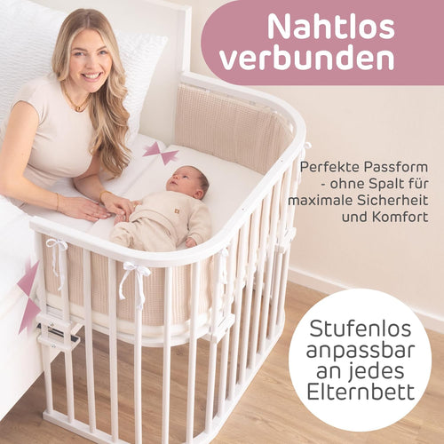 babybay Original Beistellbett aus massivem Buchenholz mit Matratze – Höhenverstellbares mitwachsendes Babybett