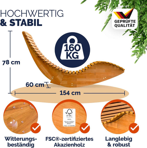 Casaria 2er Sonnenliege Akazienholz Klappbar Wetterfest FSC® Gartenliege Relaxliege bis 160kg Braun 195x60 cm