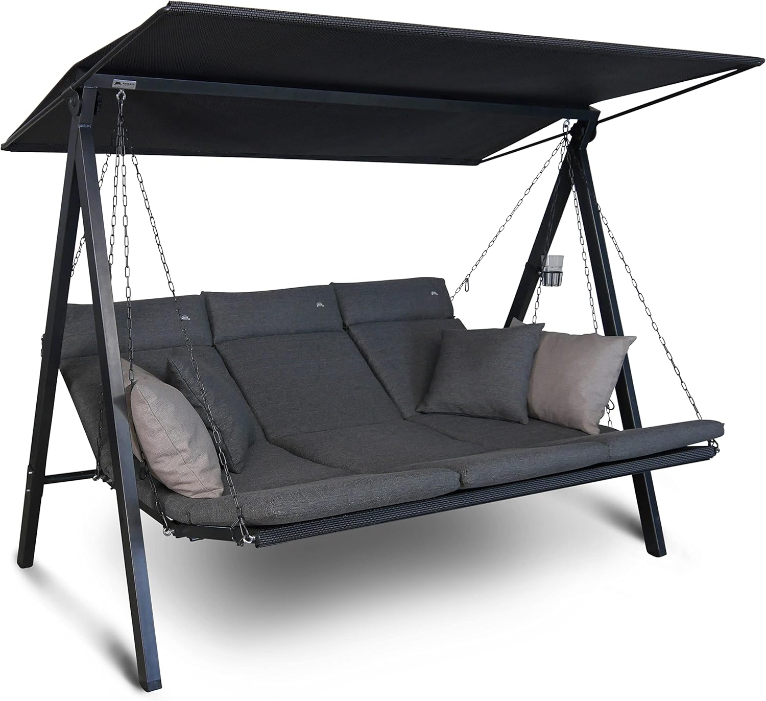 ANGERER Hollywoodschaukel Lounge Smart 3-Sitzer mit Bettfunktion & Sonnendach Gartenliege Schaukel Made in Germany