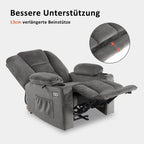 M MCombo Elektrischer Fernsehsessel Relaxsessel mit Liegefunktion, Massage & Wärme, USB-Anschluss, verstellbarer TV Sessel für Wohnzimmer