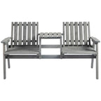 Gartenbank aus Massivholz mit integriertem Tisch – 2-Sitzer – 152 cm – Grau