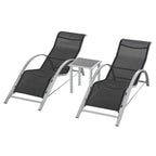 Elegantes 3-teiliges Lounge-Set – 2 ergonomische S-förmige Sonnenliegen mit Beistelltisch
