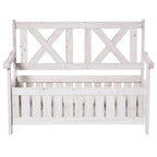 2-Sitzer Gartenbank mit Stauraum – Massives Tannenholz – Weiß – 115 x 61 x 85 cm