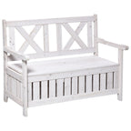 2-Sitzer Gartenbank mit Stauraum – Massives Tannenholz – Weiß – 115 x 61 x 85 cm