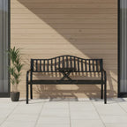 2-Sitzer Gartenbank aus Metall mit Ausziehbarem Tisch – 150 cm, Schwarz
