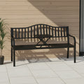 2-Sitzer Gartenbank aus Metall mit Ausziehbarem Tisch – 150 cm, Schwarz
