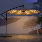 Ampelschirm 3×3 m mit Integrierter LED-Beleuchtung – 360° Verstellbar für Terrasse & Garten