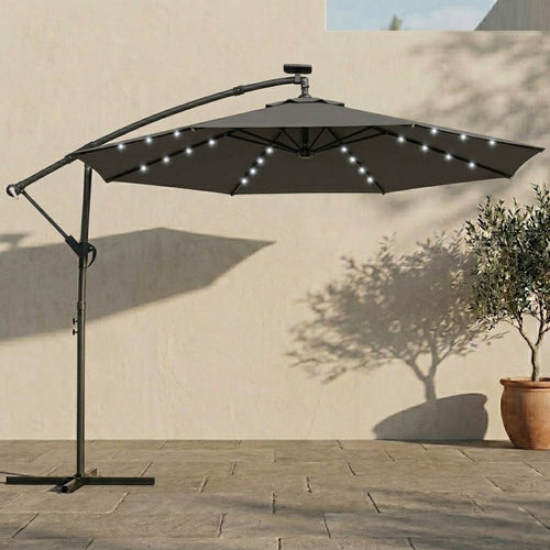 Ampelschirm 3×3 m mit Integrierter LED-Beleuchtung – 360° Verstellbar für Terrasse & Garten