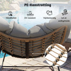 Großer schwingender Lounge-Sessel aus Polyrattan – Extra dickes Polster – Für den Innen- und Außenbereich – Grau