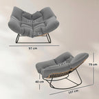 Großer schwingender Lounge-Sessel aus Polyrattan – Extra dickes Polster – Für den Innen- und Außenbereich – Grau