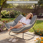 Großer schwingender Lounge-Sessel aus Polyrattan – Extra dickes Polster – Für den Innen- und Außenbereich – Grau