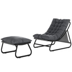 Stilvoller Loungesessel mit Fußhocker – 13 cm Dickes Polster – Dunkelgrau