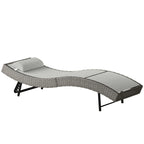 Stilvolle ergonomische S-förmige Sonnenliege aus Polyrattan – Verstellbare Rückenlehne – Grau