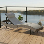 Stilvolle ergonomische S-förmige Sonnenliege aus Polyrattan – Verstellbare Rückenlehne – Grau