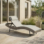Stilvolle ergonomische S-förmige Sonnenliege aus Polyrattan – Verstellbare Rückenlehne – Grau