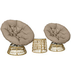 Rattan-Loungeset mit 2 drehbaren Sesseln, Tisch und dicken Polstern – 360°-Funktion