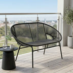 2-Sitzer Gartensofa aus PE-Rattan – ideal für Balkon und Terrasse – Schwarz