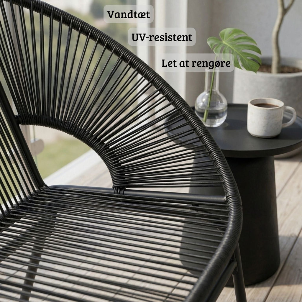 2-Sitzer Gartensofa aus PE-Rattan – ideal für Balkon und Terrasse – Schwarz