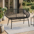 2-Sitzer Gartensofa aus PE-Rattan – ideal für Balkon und Terrasse – Schwarz