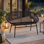 2-Sitzer Gartensofa aus PE-Rattan – ideal für Balkon und Terrasse – Schwarz