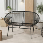 2-Sitzer Gartensofa aus PE-Rattan – ideal für Balkon und Terrasse – Schwarz