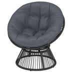 360° drehbarer Papasan-Sessel aus Rattan mit großem Kissen – für innen und außen