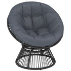 360° drehbarer Papasan-Sessel aus Rattan mit großem Kissen – für innen und außen