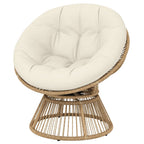 360° drehbarer Papasan-Sessel aus Rattan mit großem Kissen – für innen und außen
