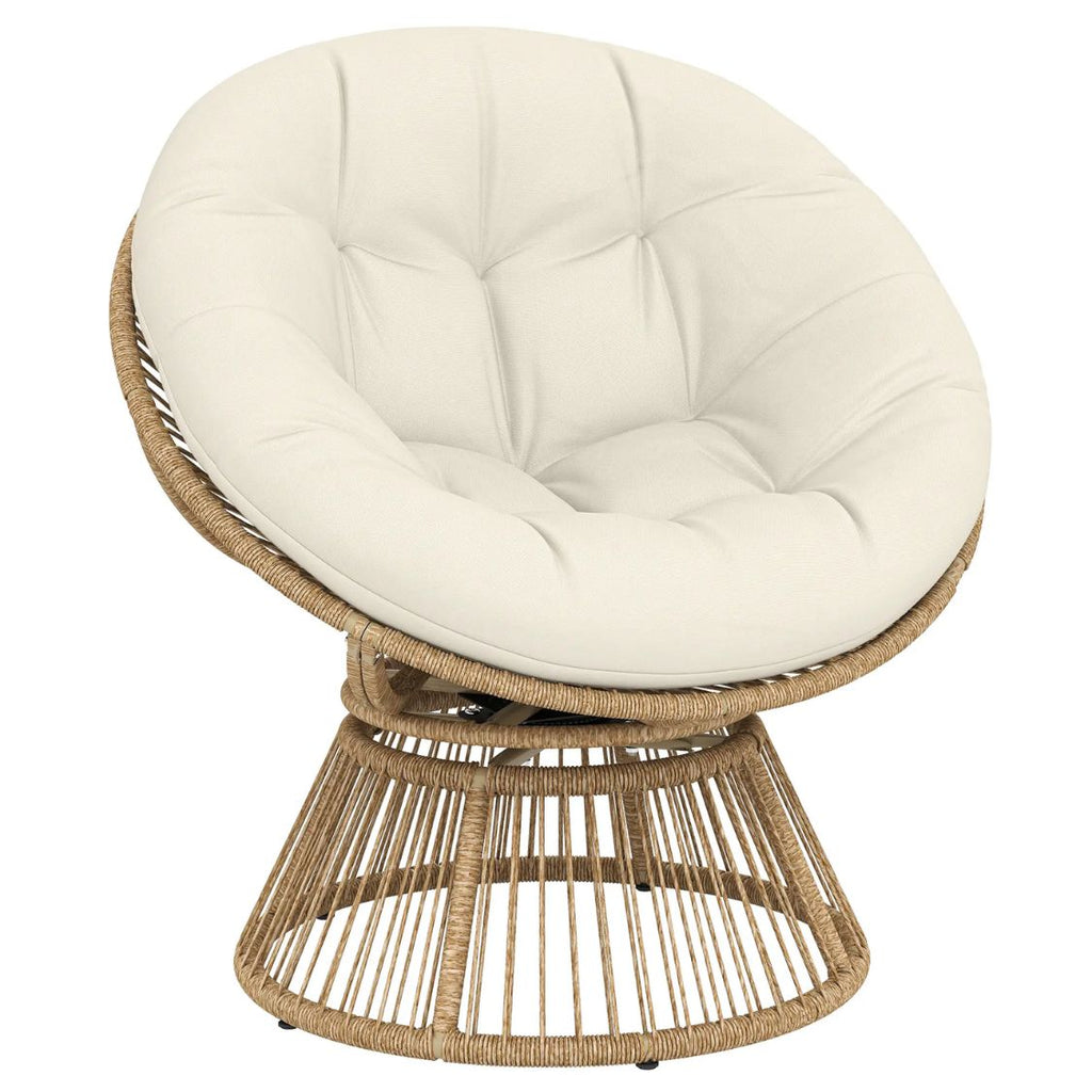 360° drehbarer Papasan-Sessel aus Rattan mit großem Kissen – für innen und außen