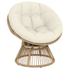 360° drehbarer Papasan-Sessel aus Rattan mit großem Kissen – für innen und außen