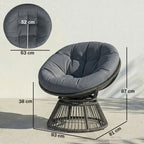 360° drehbarer Papasan-Sessel aus Rattan mit großem Kissen – für innen und außen