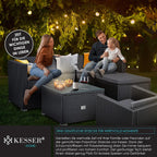 KESSER Polyrattan Lounge Aruba Anthrazit für 4-5 Personen mit Sofa, Sessel, Hocker & Tisch, Wetterfeste Gartenmöbel